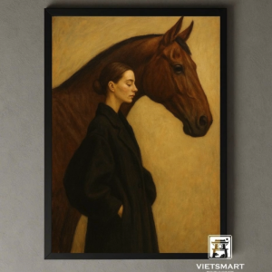 Tranh Nghệ thuật "Người Đẹp Và Ngựa" VIETSMART ART - Sơn dầu 60 x 90cm