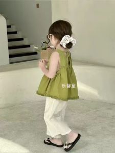 Cute Princess Style Summer New Arrival Korean Girls Vest And Nine-Piece Pants Set Childrens Clothing Fashion Trend Kids Outfits