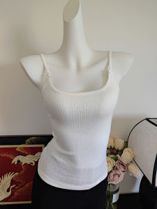 หวาน Pure ผ้าฝ้าย U-neck Butterfly Knot สลิมฟิต ยืดได้ สีทึบ เสื้อกั๊ก ผู้หญิง สวมใส่ด้านใน เสื้อชั้นนอก ฤดูร้อน ลำลอง เสื้อเปลือย