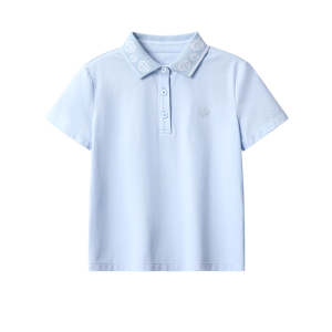 Lynn&Milo Girls Polo Shirt Short Sleeve College Style T-Shirt Summer New Arrival Childrens Clothing Cotton Blend Fabric