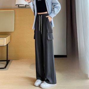 LANGPIN | American Style Wide Leg Pants Womens Spring Autumn Thin Loose Casual Versatile Slimming High Waist Workwear Trousers