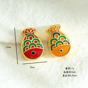 Double-Sided Gold Fish Through-Hole DIY Accessories Colorful Painted Oil Drip Charms Bracelet Components Alloy Frosted Surface