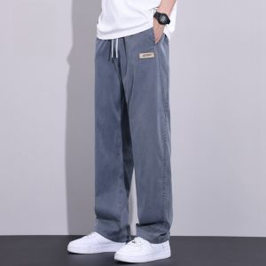 ROMON | Lormen Mens Casual Pants Summer Thin Loose Straight Leg Jeans Sport Spring Autumn Long Trousers Trendy Straight Tube Leggings