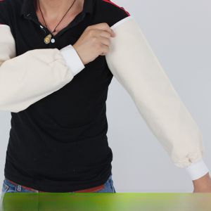 หน้ากากป้องกันไฟฟ้าแบบหนังวัว ป้องกันความร้อนสำหรับช่างถ่านไฟฟ้า เข็มขัดกันไฟ ปกป้องแขน ดีไซน์ปกติ สำหรับผู้ใหญ่