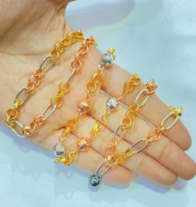 Gelang Rantai Vintage Warna Tri Color Kombinasi Lapis Emas Anti Karat