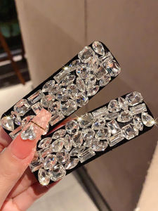 Elegant Sweet Fashionable Versatile High-End Design Side Clip BB Clip Super Shiny Rhinestone Hair Clip Side Bangs Hair Accessory