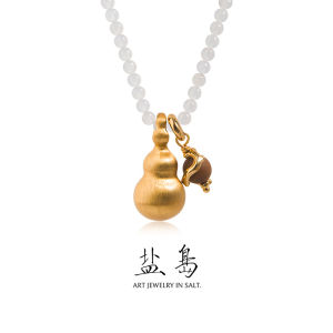 YANDAO | Elegant Exclusive High-Quality Chinese White Agate Gourd Double Pendant Clavicle Necklace
