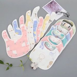 Moisture Proof U-shaped Wrapped Pure Cotton Six Layer Gauze Buckle For Infant Bib