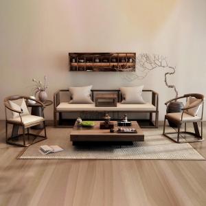 Modern Simplicity Meets Traditional Craftsmanship: Songshi Aesthetic Solid Wood Sofa Set for Living Room Zen-Inspired Furniture
