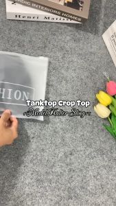 LadyLuxe - Tanktop Crop Top Wanita Baju Kaos Model Halter Sling Atasan Fashion Tali Samping BR184