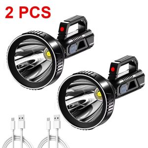 Đèn Pin LED Công Suất Cao USB Có Thể Sạc Lại Chống Nước Đèn Pha Mạnh Mẽ Đèn Pha Tìm Kiếm Khoảng Cách Chiếu Sáng 100-200m Để Cắm Trại Câu Cá