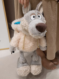 Woolen Wolf Doll Plush Toy Sleep Companion Gift for Boys Birthday Soft Stuffed Animal Big Bad Wolf Fabric Doll for Children