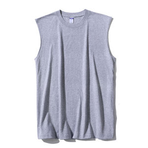 Summer Fashion Hong Kong Style Sleeveless Vest Mens Pure Cotton Loose Fitness Basketball Tank Top round Neck Breathable Youth Trend