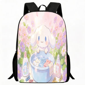 Sanrio | Kids Bag Cute Puppy Laundry Time Floral Print Children Backpack Pastel Meadow with Purple and Pink Flowers Design School Bag L
