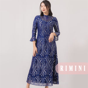 RIMINI - Gaun Pesta Motif Glitter Lengan Panjang Dress Mewah S-XXXL - Zamira 81622