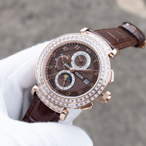 Đồng Hồ Cơ Reef Tiger RT Dành Cho Nam Màu Vàng Hồng Có Dây Đeo Bằng Da Đính Kim Cương Đồng Hồ Tự Động 24 Giờ Moonphase Thời Trang Thanh Lịch Thông Thường