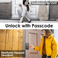 Keyless entry door lock - electronic door lock with keypad, smart latch lock with automatic lock, safe waterproof smart lock 19l. 