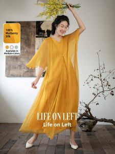 Pearl Buckle Silky Shawl Dress Long Spring New Arrival