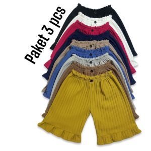 PAKET 3 PCS CELANA PENDEK ANAK PEREMPUAN KNIT HORNET PREMIUM HOTPANTS ANAK