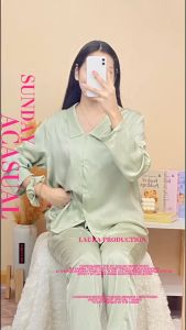 ชุดนอนผู้หญิงเข้าเซ็ท ผ้าไหมงานสีพื้นพาสเทลผ้างานสวยเทพไฮโซดูดี ส่งไวในไทย บริการเก็บเงินปลายทาง เสื้อผ้า Clothing Sleepwear เบจ ซาติน