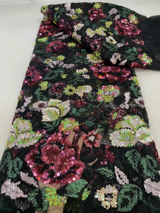 Vải Ren Sequin Chất Lượng Cao Của Nigeria Vải Lưới Pháp Thêu Họa Tiết Châu Phi Dùng Cho Váy Dự Tiệc Trang Phục Cưới Thân Thiện Với Môi Trường Rộng 120cm