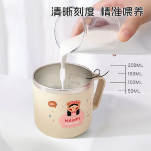 Cốc Nước Trẻ Em Có Thìa Cốc Đựng Sữa Có Chia Sẻ Chống Rơi Chống Bỏng Cốc Uống Trực Tiếp Cốc Kim Loại Có Nắp Đậy Phong Cách Bắc Âu