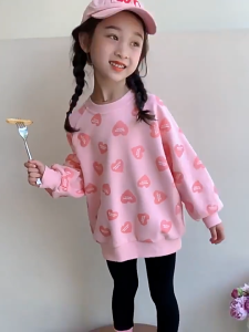 💟💜👧เสื้อแขนยาวเด็ก 2025ใหม่ล่าสุด! คอเสื้อกลมลายหัวใจ เนื้อผ้านุ่มสบาย✨ เสื้อเด็กสุดฮิต