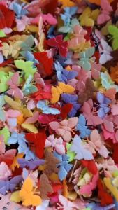 ผีเสื้อ ผ้าปั้มลาย 100ชิ้น/คละสี ตกแต่งงานประดิษฐ์ งานฝีมือ