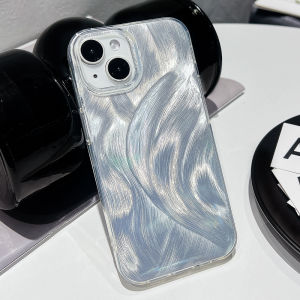 Silver Laser Gradient Feather Yarn Pattern Phone Case For Samsung A57 A17 A07 A37 A56 A55 A36 A35 A15 Shockproof Bumper Cover