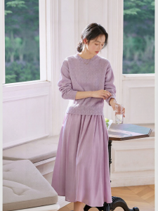 Vimly | Elegant Office Lady Lilac Purple Dress Set