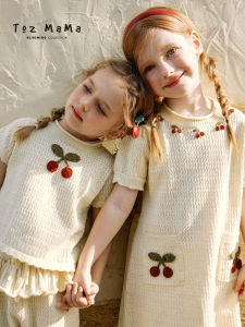 toz mama | Cherry Embroidered Girls Clothes Set