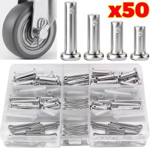 50Pcs Galvanized Flat Head Pin Carbon Steel Drilled End Anti Rust Shear Resistant for Machinery Furniture Connection