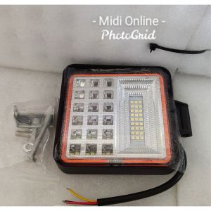 Lampu LED Sorot Tembak Worklight Mobil Motor 48Watt 45Titik Mata 48Watt Offroad 48W W48 12 - 24 V Kotak.harga 1 biji ada angel Merah-Biru