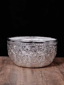 Thai Style Silver Tin Bowl Pu-erh Milk Tea Cold Drink Utensils Thai Hotel Dai Flavor Seasoning Bowl Spa Beauty Supplies