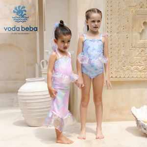 VODABEBA | Mermaid Tail Swim Dress Children Girls One-Piece Colorful
