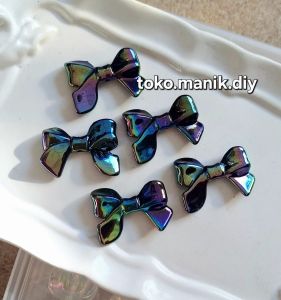 4pcs manik luxury hitam motif bear bintang pita dll