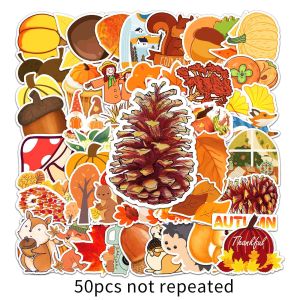 50-Piece Set Waterproof Graffiti Stickers for Skateboards And Luggage Cute Cartoon Design Fresh Autumn Theme DIY Guka Sticker Book