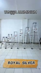 ROYAL - Tangga Lipat Aluminium 2 Meter / 200 CM Silver - Jumbo Aluminium Ladder Kuat Tebal Multifungsi