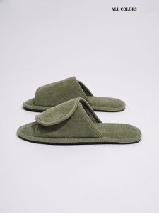 Barphil Mens Slippers 2024 New Anti-slip Silent Indoor Home Magic Tape Open Mouth Couples Slippers Comfortable Cotton Sandals