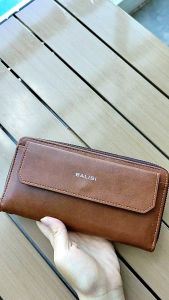 Long Zipper Wallet For Men With Detachable Hand Strap And Extra Card Holder In Front Pocket PU Leather 1765-5