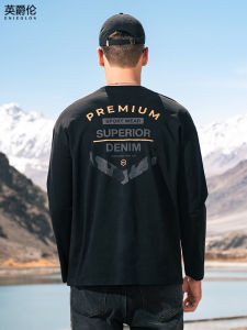 Áo Thun Cotton Dài Tay Enjeolon 245g Dành Cho Nam in Họa Tiết Mùa Thu Đông Thường Ngày Thoải Mái Thoáng Khí Cotton Nguyên Chất