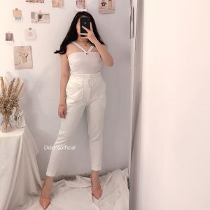 Deluna - Celana Scuba Belt Office Pants / Celana Formal Kasual Kantor Kerja Wanita