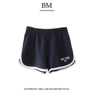 Quần Short Cotton Thêu Chữ BM Cạp Cao Mùa Hè 2023 Quần Bó Thường Ngày Cho Nữ Quần Bó Thể Thao