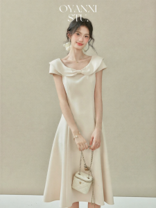 OYANXI | Đầm Công Chúa Dây Nơ Không Tay Định Hình Eo