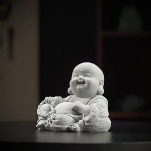 Tượng Phật Di Lạc Quan Thế Âm Phụ Kiện Trang Trí Tiểu Cảnh Bonsai Thủy Sinh Bằng Đá Sa Thạch Xanh