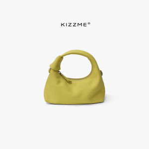 KIZZME Lamb Skin Moon Tooth Lunch Box Bag Lazy Handbag Genuine Leather New Womens Bag Dumpling Shape Soft Handbag for Daily Use