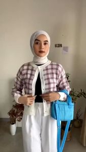 Kardigan Crop Rajut Snowy - Kardigan Knit Korean Style Crop