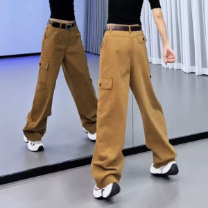 Khaki Color Straight Leg Wide Leg Pants Womens Casual Workwear Trousers Spring Autumn Fashion Loose Square Dance Pants