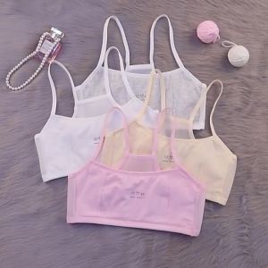Kids Girls Training Bra 8-16 Years old Student Sports Bra for Teenagers First Bra Bralette Wireless Pure Soft Cotton Mesh School Uniform Underwear Daily Wear Breathable