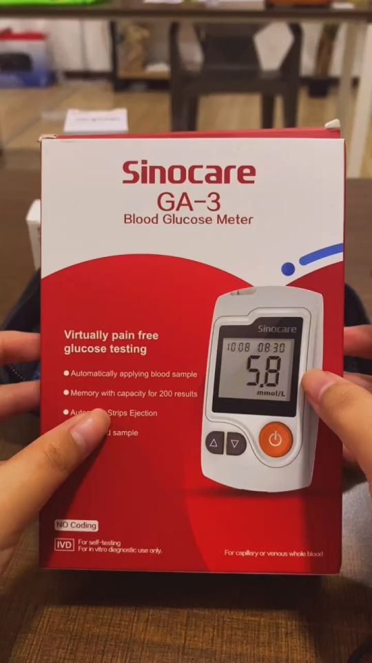 Sinocare Blood Glucose Meter Glucometer GA3 MDA Approved Diabetes Sugar Glucose Monitoring